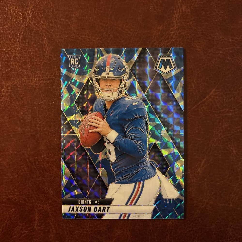Jaxson Dart 2025 Panini Mosaic Football Reactive Blue RC #6 New York Giants